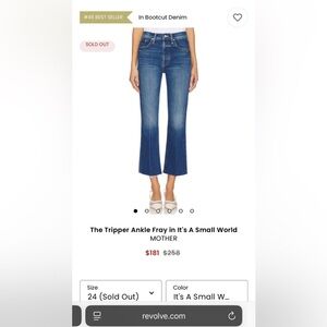 Mother NWT The Tripper ankle fray Size 24